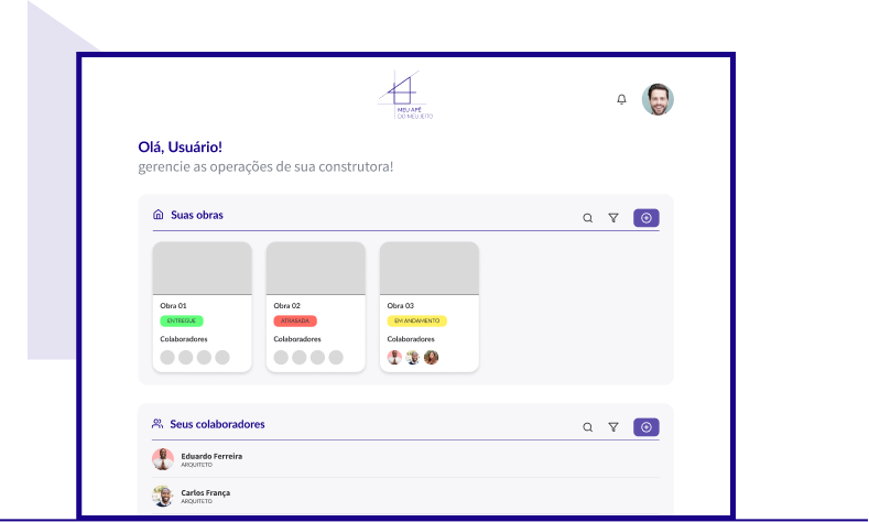 Tela do aplicativo, versão desktop